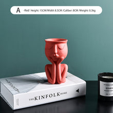 Load image into Gallery viewer, Character Portrait Flower Pot Desktop Vase Resin Succulents Plant Pot Abstract Human Face Flower Pot Home Micro Landscape Decor