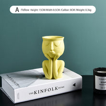 Load image into Gallery viewer, Character Portrait Flower Pot Desktop Vase Resin Succulents Plant Pot Abstract Human Face Flower Pot Home Micro Landscape Decor