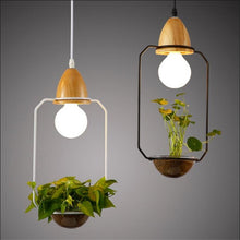 Load image into Gallery viewer, Modern Nordic Plants Pot Glass Wood Pendant Light for Dining Room