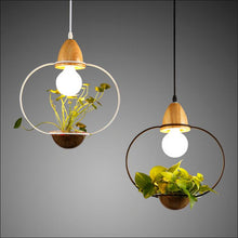 Load image into Gallery viewer, Modern Nordic Plants Pot Glass Wood Pendant Light for Dining Room