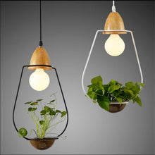 Load image into Gallery viewer, Modern Nordic Plants Pot Glass Wood Pendant Light for Dining Room