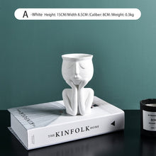 Load image into Gallery viewer, Character Portrait Flower Pot Desktop Vase Resin Succulents Plant Pot Abstract Human Face Flower Pot Home Micro Landscape Decor
