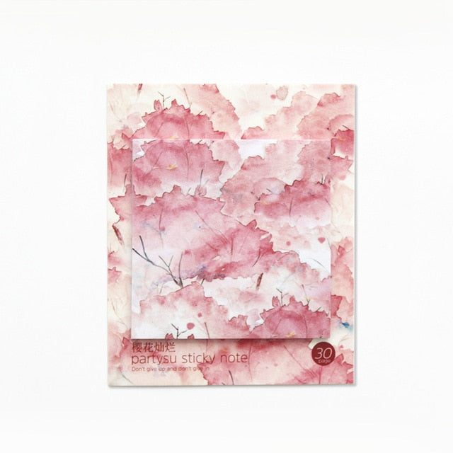 Natural Flamingos Plants Memo Pad Creative Leaf Sakura Landscape Post It Note Sticky Paper Bookmarks Office School Stationery