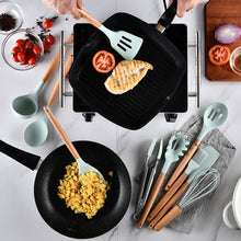 Load image into Gallery viewer, 12-Piece Silicone Kitchenware Set with Wooden Handle With Storage Box cooking gadgets
