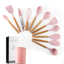 Load image into Gallery viewer, 12-Piece Silicone Kitchenware Set with Wooden Handle With Storage Box cooking gadgets
