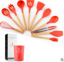 Load image into Gallery viewer, 12-Piece Silicone Kitchenware Set with Wooden Handle With Storage Box cooking gadgets
